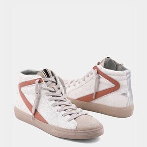 ShuShop High-Top Sneakers in White and Tan
